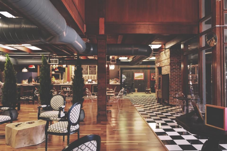 The dining room, laid for service